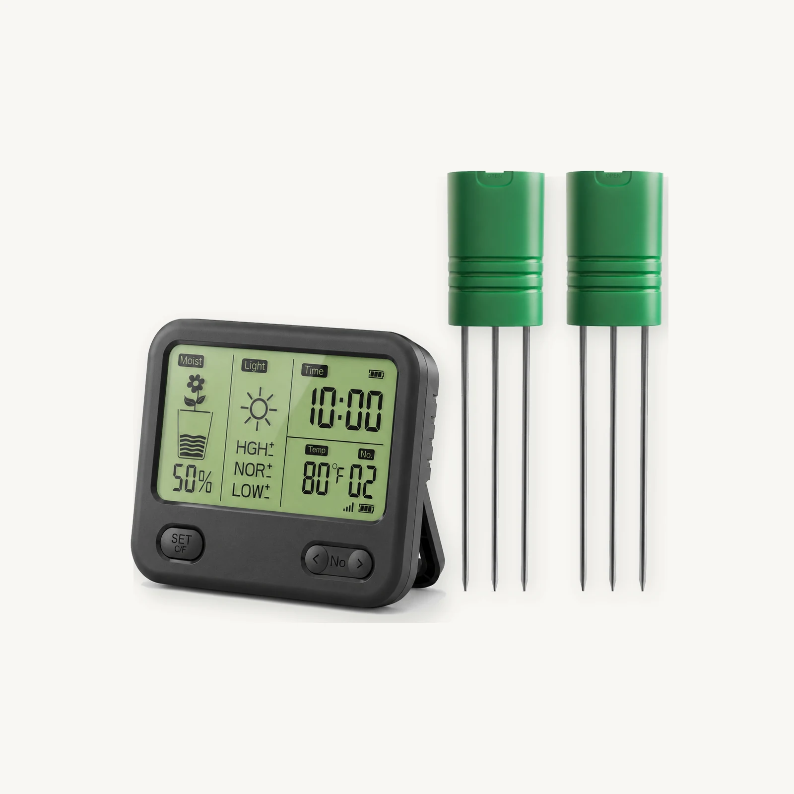 GardPilot soil detection kit with one display and two wireless soil sensors GardPilot soil detection kit with one display and two wireless soil sensors