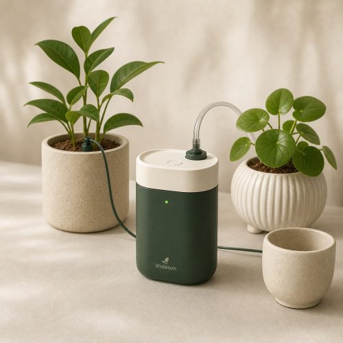 Vodeson smart irrigator connected to indoor plants
