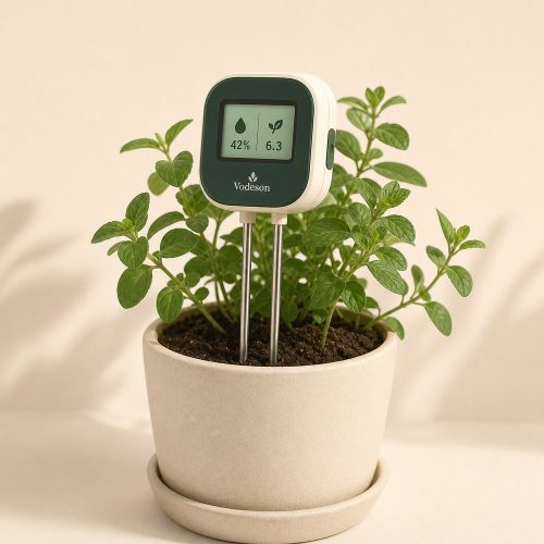 Vodeson soil detection meter in a potted plant