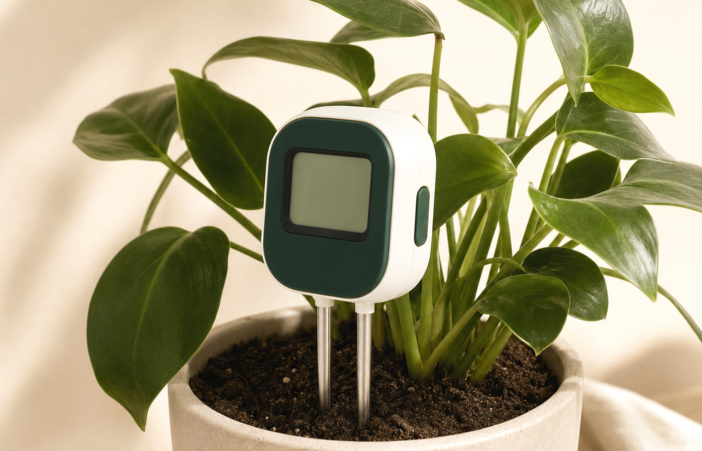GardPilot soil monitor in a home planter